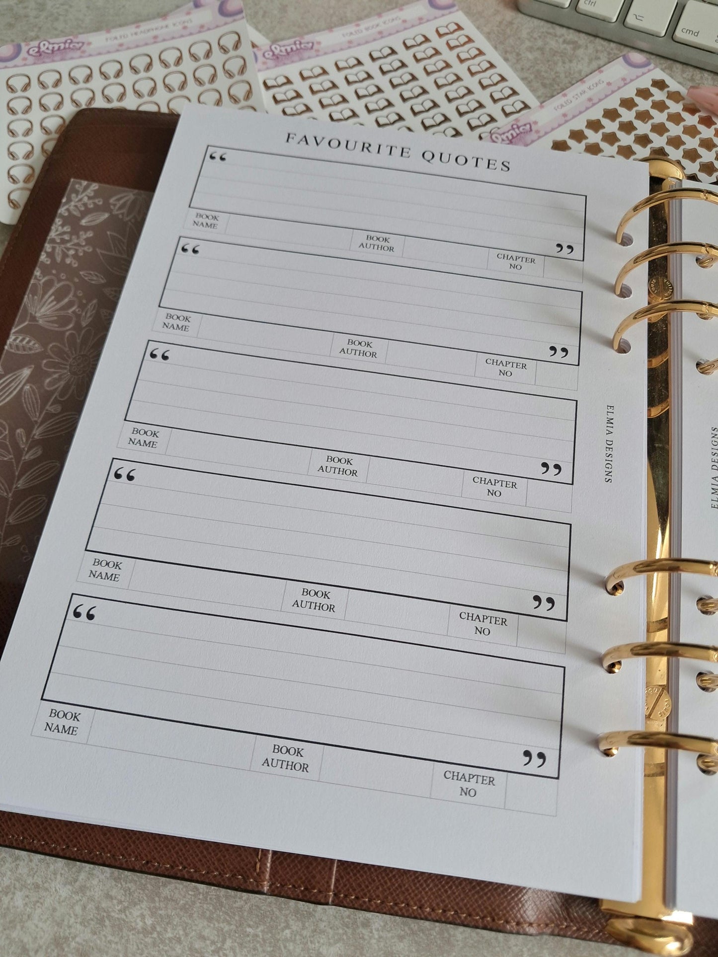 PRINTED A5 Size Reading Journal | Bookish gifts | Book Review | Reading tracker | Planner inserts | Favourite Book Quotes 12 Sheets Planner