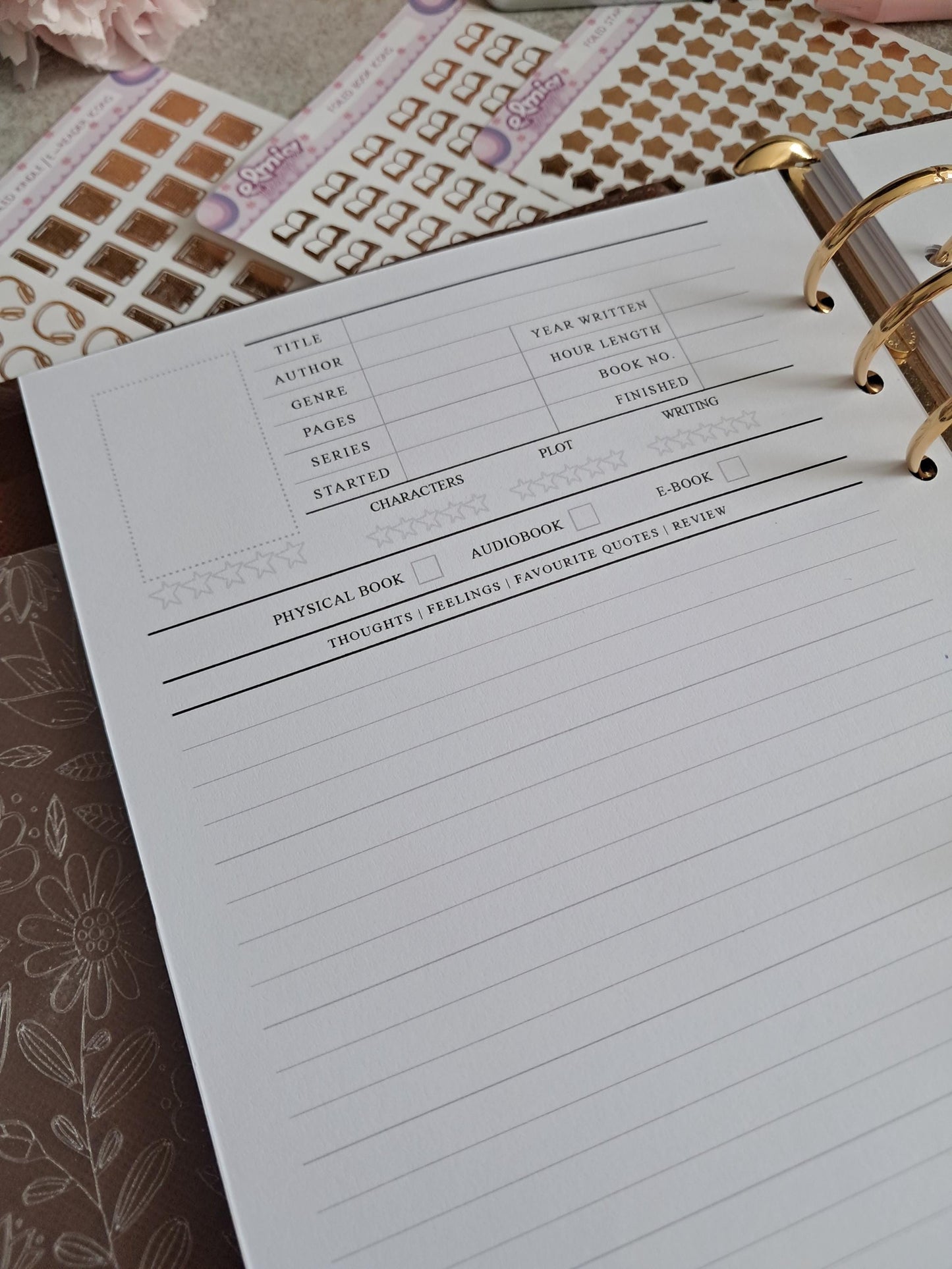 PRINTED A5 Size Reading Journal | Bookish gifts | Book Review | tracker | Planner inserts | Review Pages 1 Per Page Book Notes