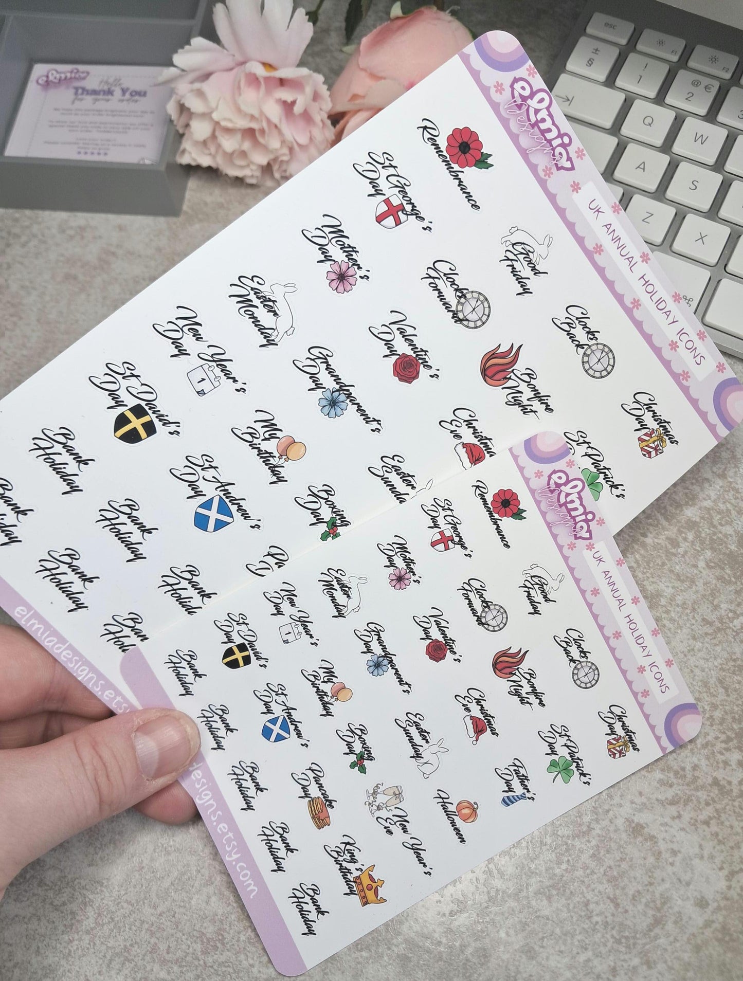Printed UK Annual Holiday Date Planner Journal Diary Stickers | Bullet Journal | Planning | Bank Holiday | Calendar Dates | tracker