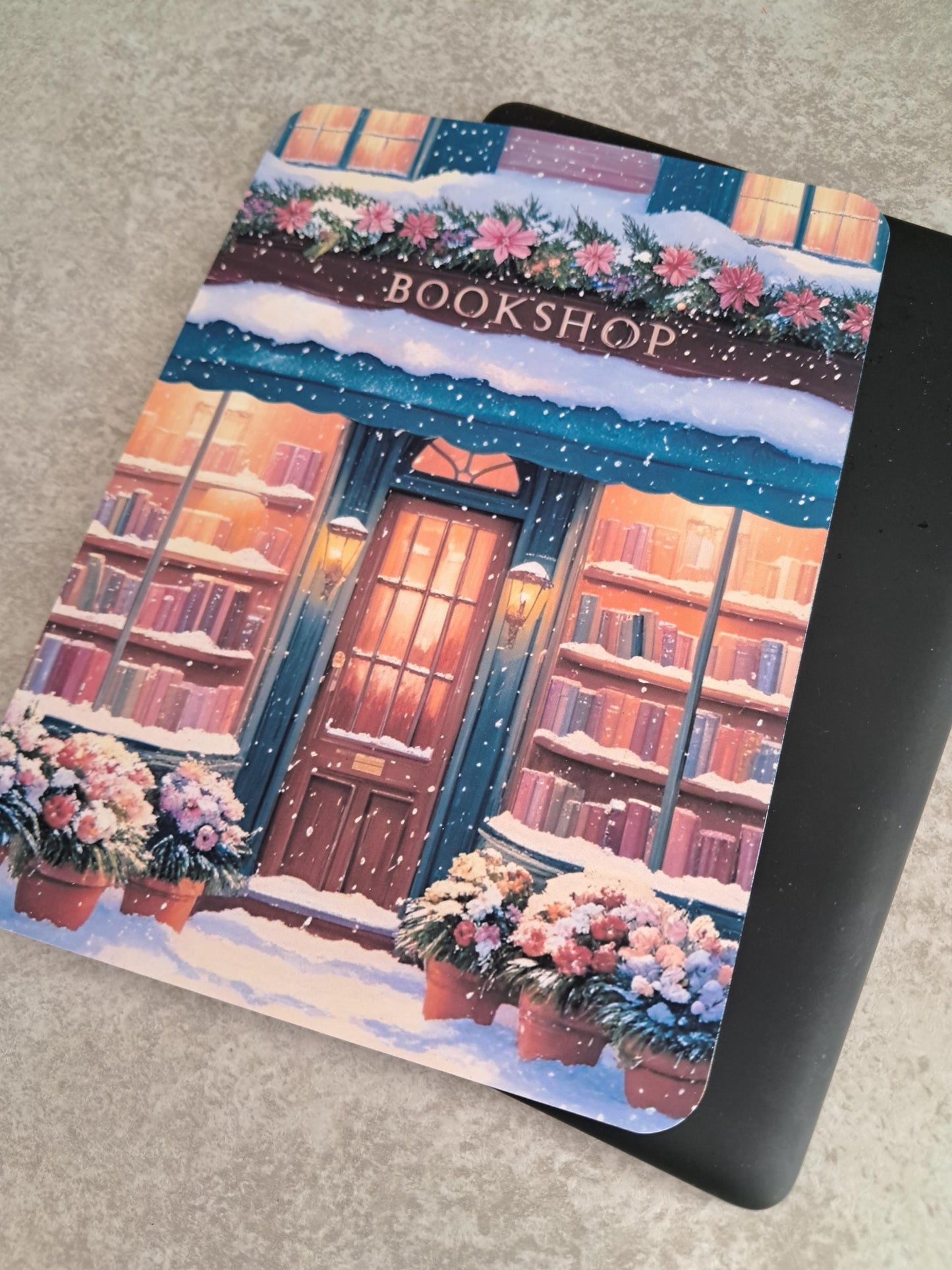 Printed Kindle Case Insert | Reader Gifts | Bookish | Decor | Kindle Sticker | Booktok | Fantasy book shop bookstore winter snow christmas