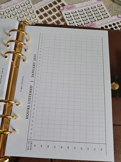 PRINTED A5 Size Reading Journal | Bookish gifts | Book Review | Reading | Planner inserts | Audiobook tracker monthly daily 2025