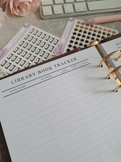 PRINTED A5 Size Reading Journal | Bookish gifts | Book Review | Reading tracker | Planner inserts | Library Book Tracker Log Notes