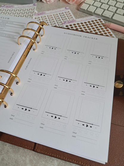 PRINTED A5 Size Reading Journal | Bookish gifts | Book Review | Reading | Planner inserts | Audiobook Listening Tracker BUJO