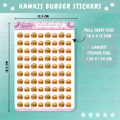 PRINTED Burger Meal Fast Food Planner Stickers Cheat Day Treat Date Night Big Mac Cheeseburger Kawaii Sticker Journal Stickers vinyl sticker