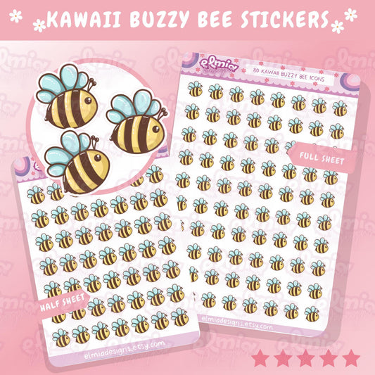 PRINTED Busy Bee | Buzzy Bee | Kawaii Bee | Spring Summer Character Animal Planner Stickers Kawaii Sticker Journal vinyl sticker Bee Keeper