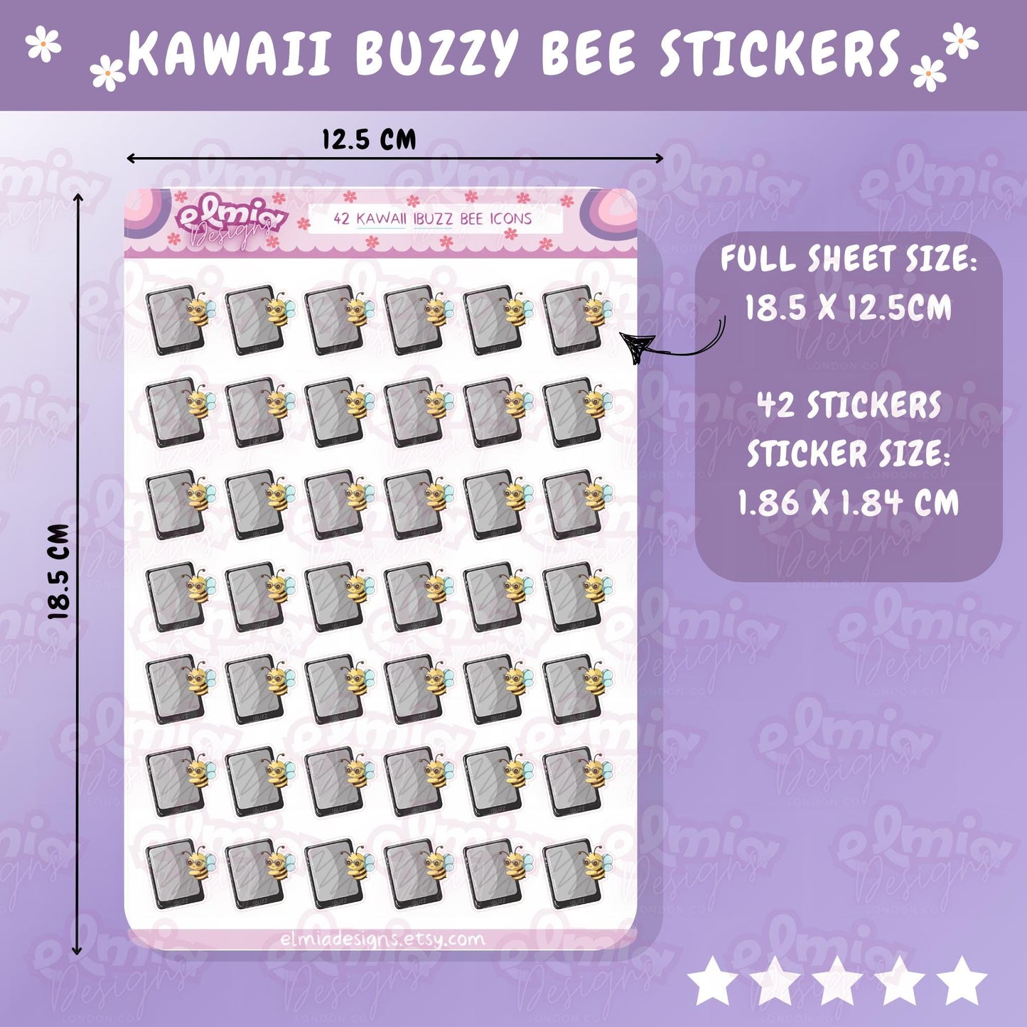 42 Cute Neutral IBuzz Bee Character E-reader Kindle Ipad Reading Journal Planner Sticker Journaling | Calendar Planning Kawaii book tracker