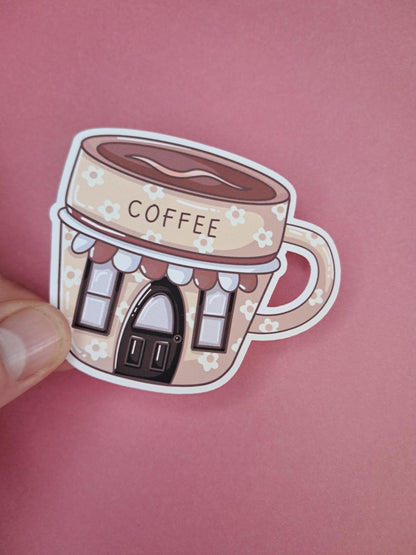 Cute book shop coffee cup reader gift Reading Sticker Die cut Decal planner vinyl sticker | Kindle | Laptop | Book | Water Bottle | Bookish