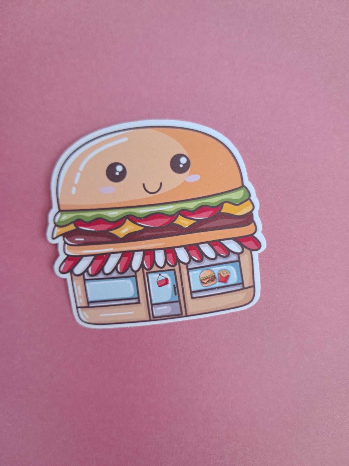 Cute kawaii burger shop gift Reading Sticker Die cut Decal planner vinyl sticker | Kindle | Laptop | Book | Water Bottle | Bookish | Phone