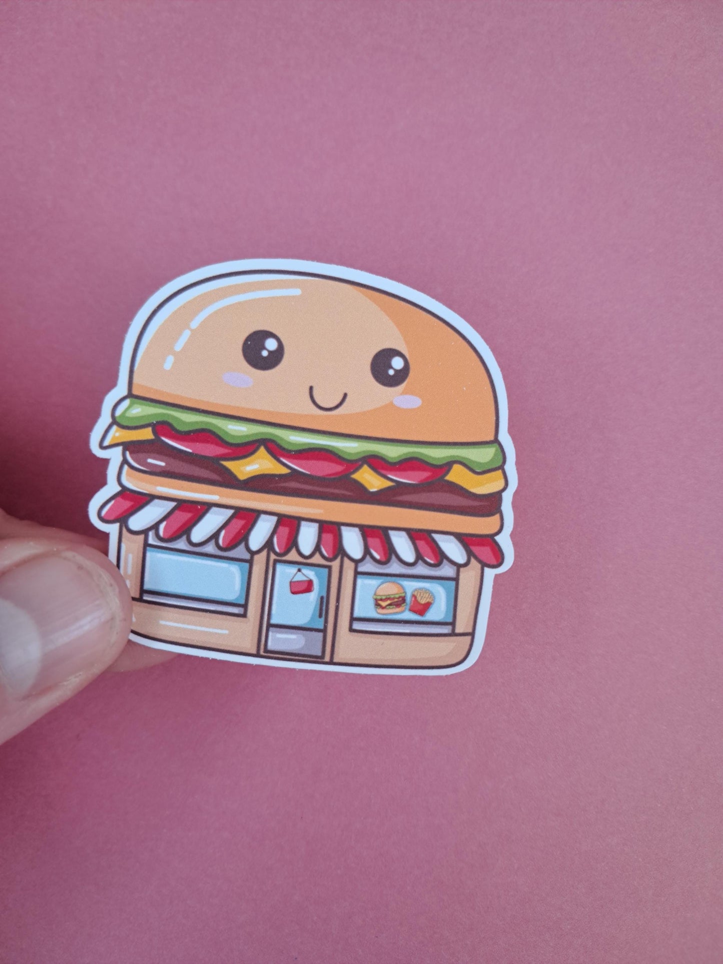 Cute kawaii burger shop gift Reading Sticker Die cut Decal planner vinyl sticker | Kindle | Laptop | Book | Water Bottle | Bookish | Phone