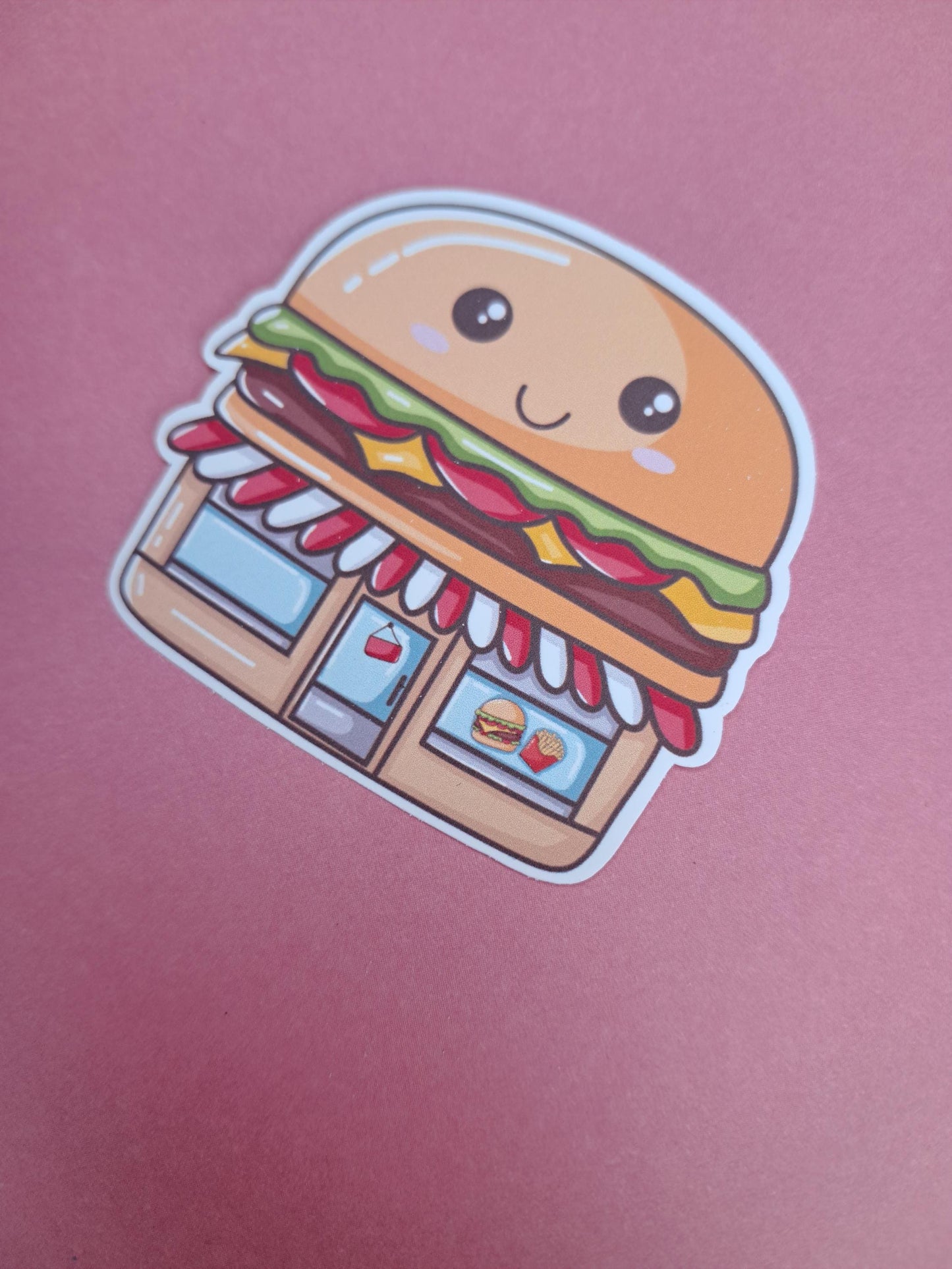 Cute kawaii burger shop gift Reading Sticker Die cut Decal planner vinyl sticker | Kindle | Laptop | Book | Water Bottle | Bookish | Phone