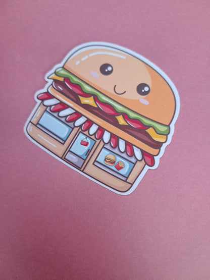 Cute kawaii burger shop gift Reading Sticker Die cut Decal planner vinyl sticker | Kindle | Laptop | Book | Water Bottle | Bookish | Phone
