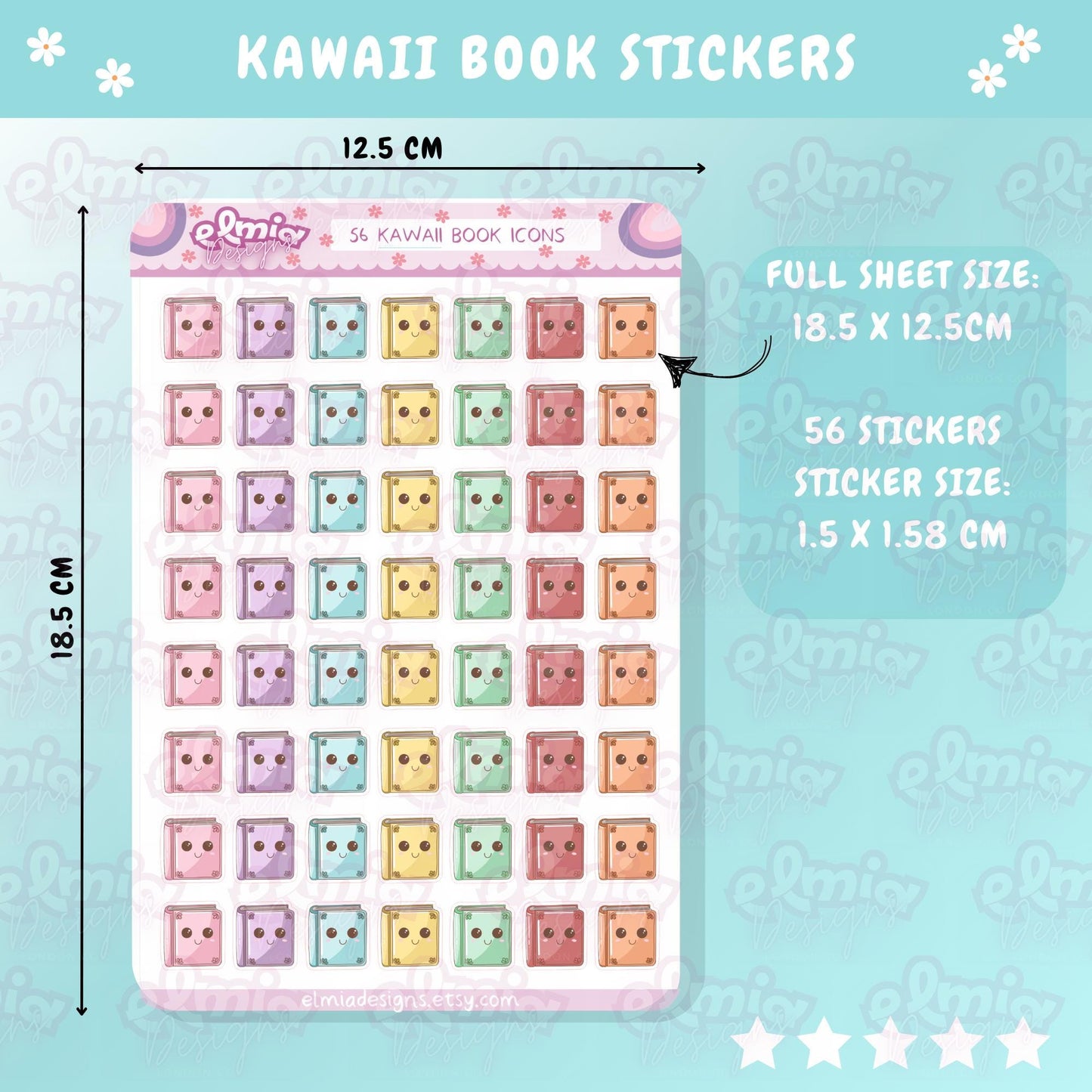 48 Cute Kawaii Book or reading journal rating stickers | Currently Reading Tracker | Mini Books | Book Cover Vinyl planner stickers Study
