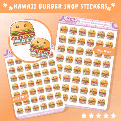 PRINTED Burger Shop Meal Fast Food Planner Stickers Cheat Day Treat Date Night Big Mac Cheeseburger Kawaii Sticker Journal vinyl sticker