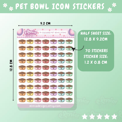 PRINTED Cute Kawaii Pet Care Feeding Icon Planner Stickers | Fantasy | Dog Cat | Journal | Kids Stickers Pastel Colours | Planning Character