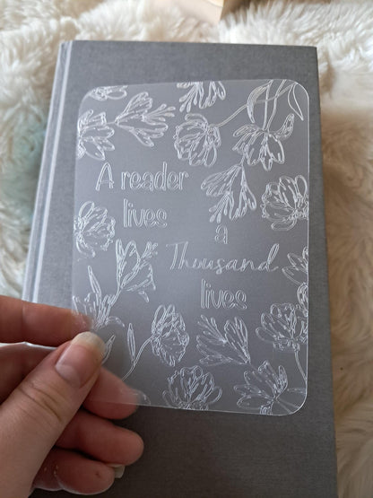 Engraved Plastic Bookmark | Page Marker | Journal | Bookclub | Reading | Bookish booktok reader gift unique A Reader lives a thousand lives
