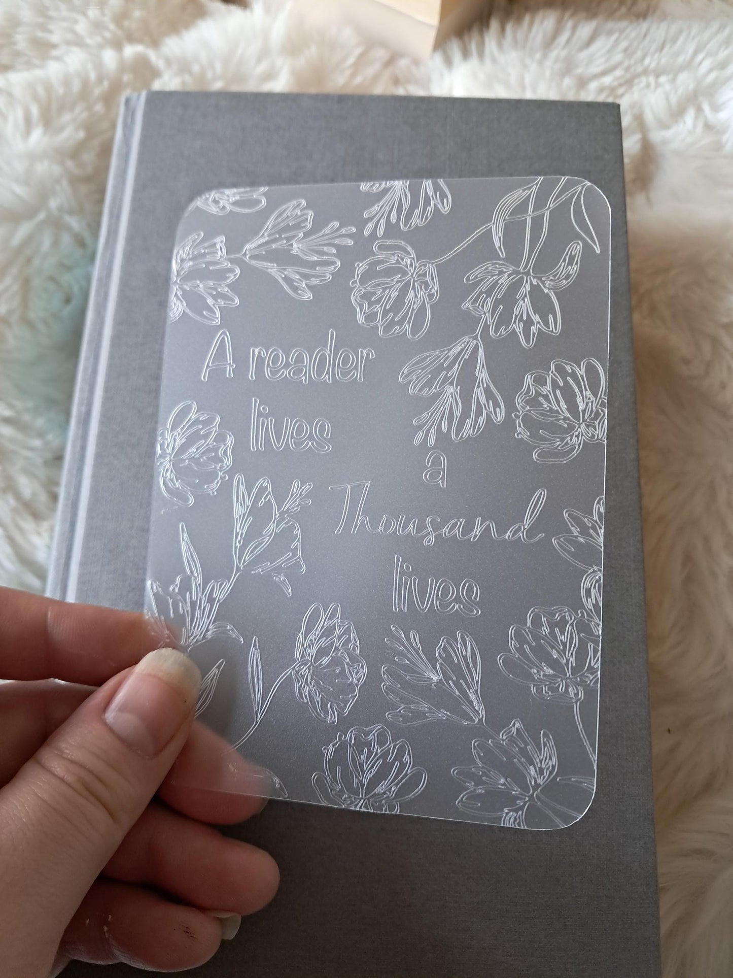 Engraved Plastic Bookmark | Page Marker | Journal | Bookclub | Reading | Bookish booktok reader gift unique A Reader lives a thousand lives