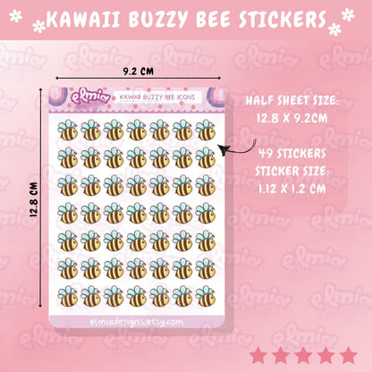 PRINTED Busy Bee | Buzzy Bee | Kawaii Bee | Spring Summer Character Animal Planner Stickers Kawaii Sticker Journal vinyl sticker Bee Keeper