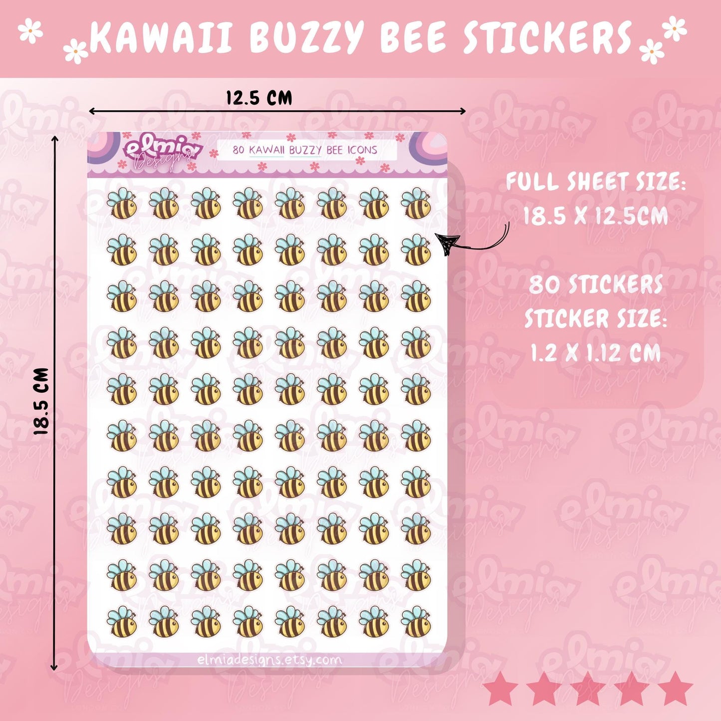 PRINTED Busy Bee | Buzzy Bee | Kawaii Bee | Spring Summer Character Animal Planner Stickers Kawaii Sticker Journal vinyl sticker Bee Keeper