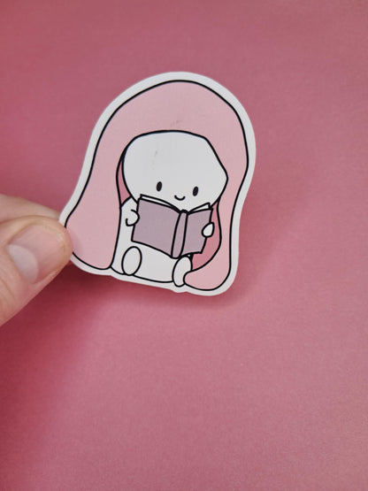 Cute Kawaii Emoji Reading Sticker Die cut Decal planner stickers | vinyl sticker | Kindle | Laptop | Book | Water Bottle | Bookish | Phone