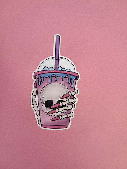 Skull gothic hydration tea  coffee Sticker Die cut Decal planner | vinyl sticker | Kindle | Laptop | Book | Water Bottle | Bookish | Phone