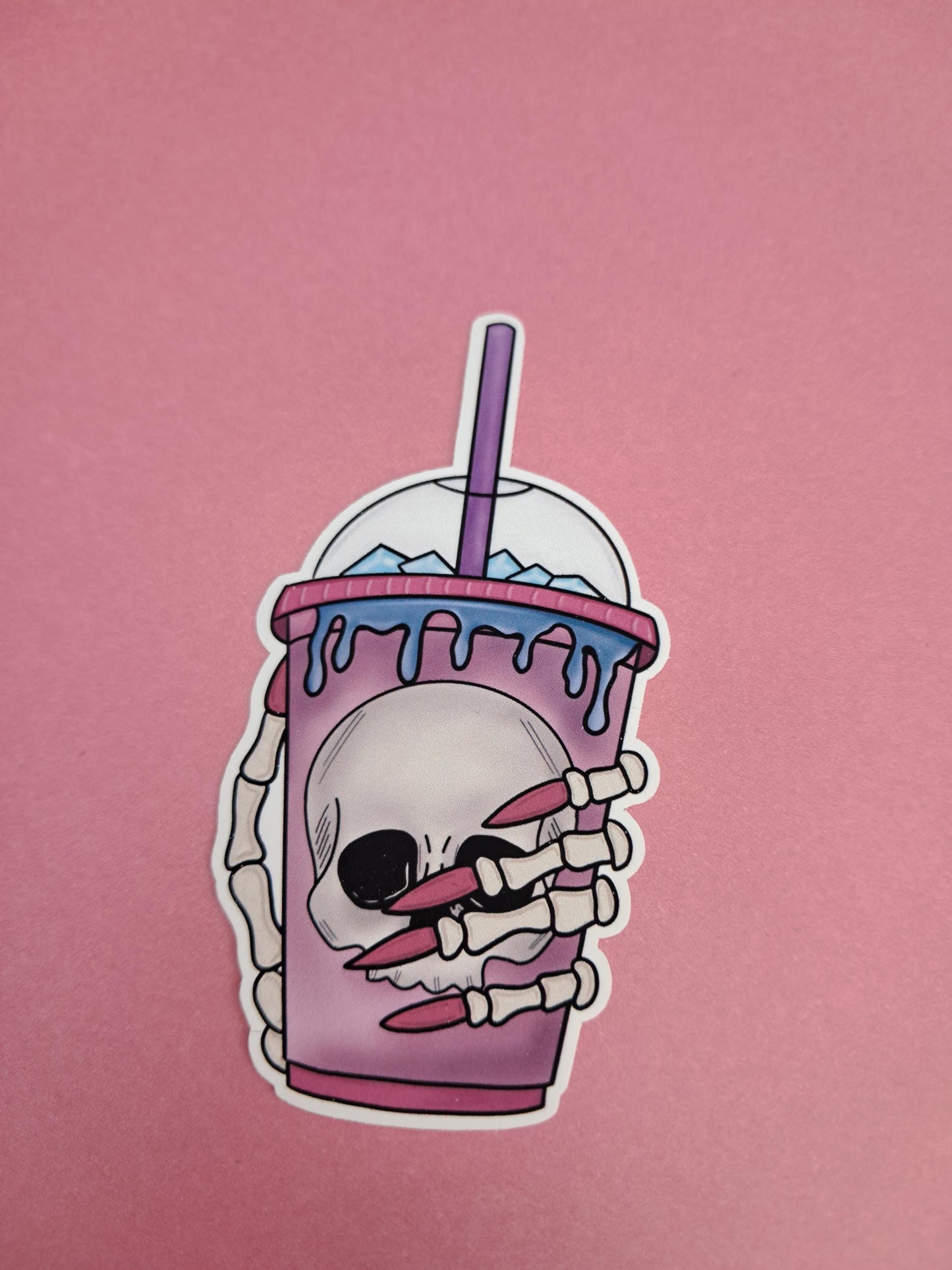 Skull gothic hydration tea  coffee Sticker Die cut Decal planner | vinyl sticker | Kindle | Laptop | Book | Water Bottle | Bookish | Phone
