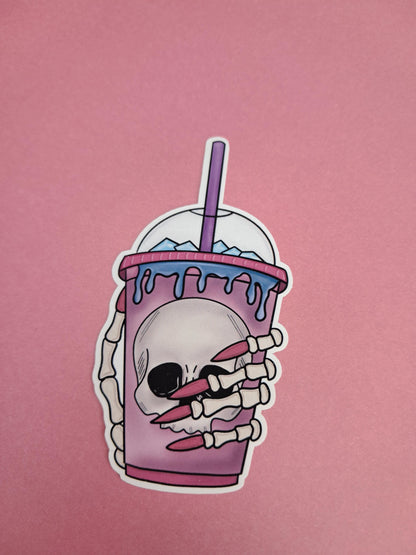 Skull gothic hydration tea  coffee Sticker Die cut Decal planner | vinyl sticker | Kindle | Laptop | Book | Water Bottle | Bookish | Phone