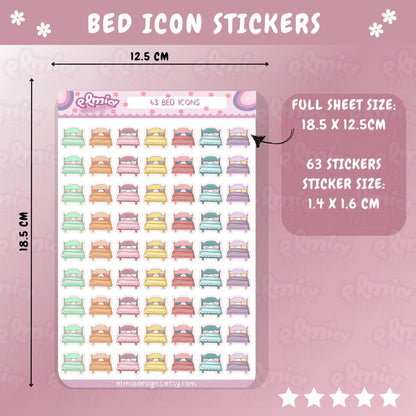 PRINTED Cute Kawaii Bed Icon Planner Stickers | Change Bedding | Bed Sheets | Journal | Housework | Laundry | Chores | Planning | Character