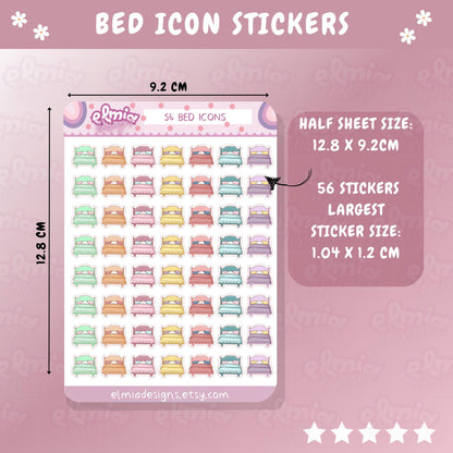 PRINTED Cute Kawaii Bed Icon Planner Stickers | Change Bedding | Bed Sheets | Journal | Housework | Laundry | Chores | Planning | Character