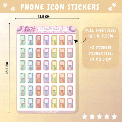 PRINTED Cute Kawaii Phone Icon Planner Stickers | Meeting | To Call | Journal | Task Stickers | Laundry | Chores | Planning | Character