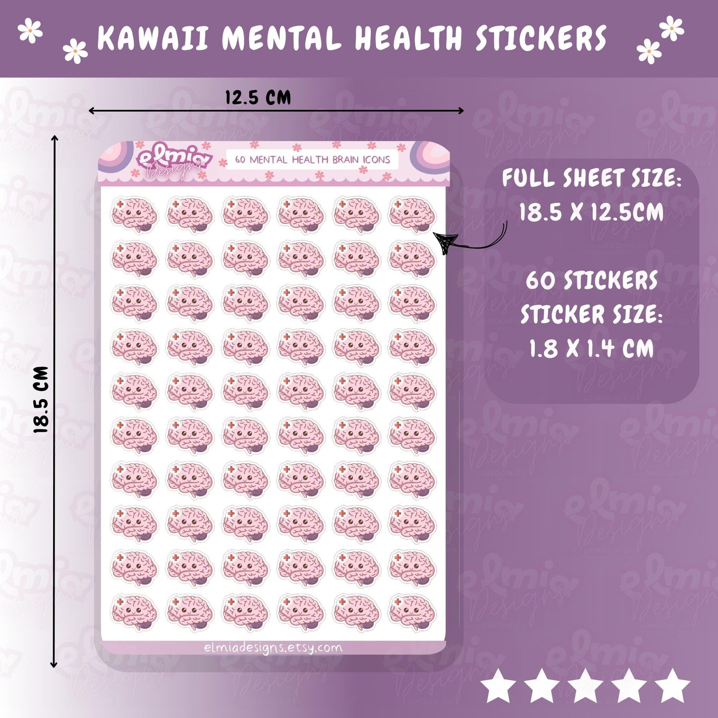 57 Cute Kawaii Mental Health Brain Care Planner stickers | Medical Doctor Tracker Appointment | Study Journal Medicine Functional Decorative