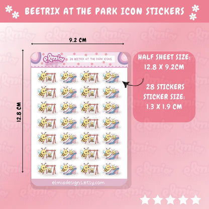 PRINTED Cute Kawaii Beetrix Bee At The Park | Planner sticker | journal | Kids | Play Daycare School Weekend | Planning | Character