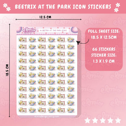 PRINTED Cute Kawaii Beetrix Bee At The Park | Planner sticker | journal | Kids | Play Daycare School Weekend | Planning | Character