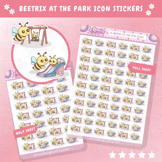 PRINTED Cute Kawaii Beetrix Bee At The Park | Planner sticker | journal | Kids | Play Daycare School Weekend | Planning | Character