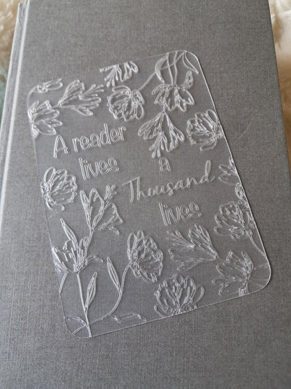 Engraved Plastic Bookmark | Page Marker | Journal | Bookclub | Reading | Bookish booktok reader gift unique A Reader lives a thousand lives