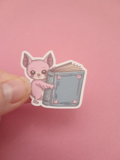 Bat Reading Book Kindle Sticker – Aesthetic Girl Reading Sticker Bookish BookTok Vinyl Decal for Kindle, Laptop, Journal, or Water bottle