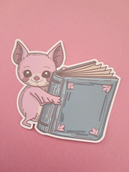 Bat Reading Book Kindle Sticker – Aesthetic Girl Reading Sticker Bookish BookTok Vinyl Decal for Kindle, Laptop, Journal, or Water bottle