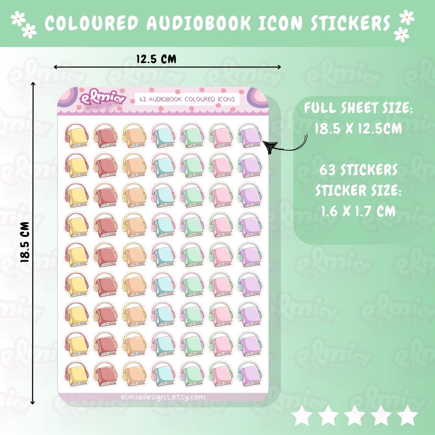 PRINTED Cute Kawaii Beetrix Bee Audiobook Reading Audible | Planner sticker | journal | Reader Gift | Planning | Character Journal Book