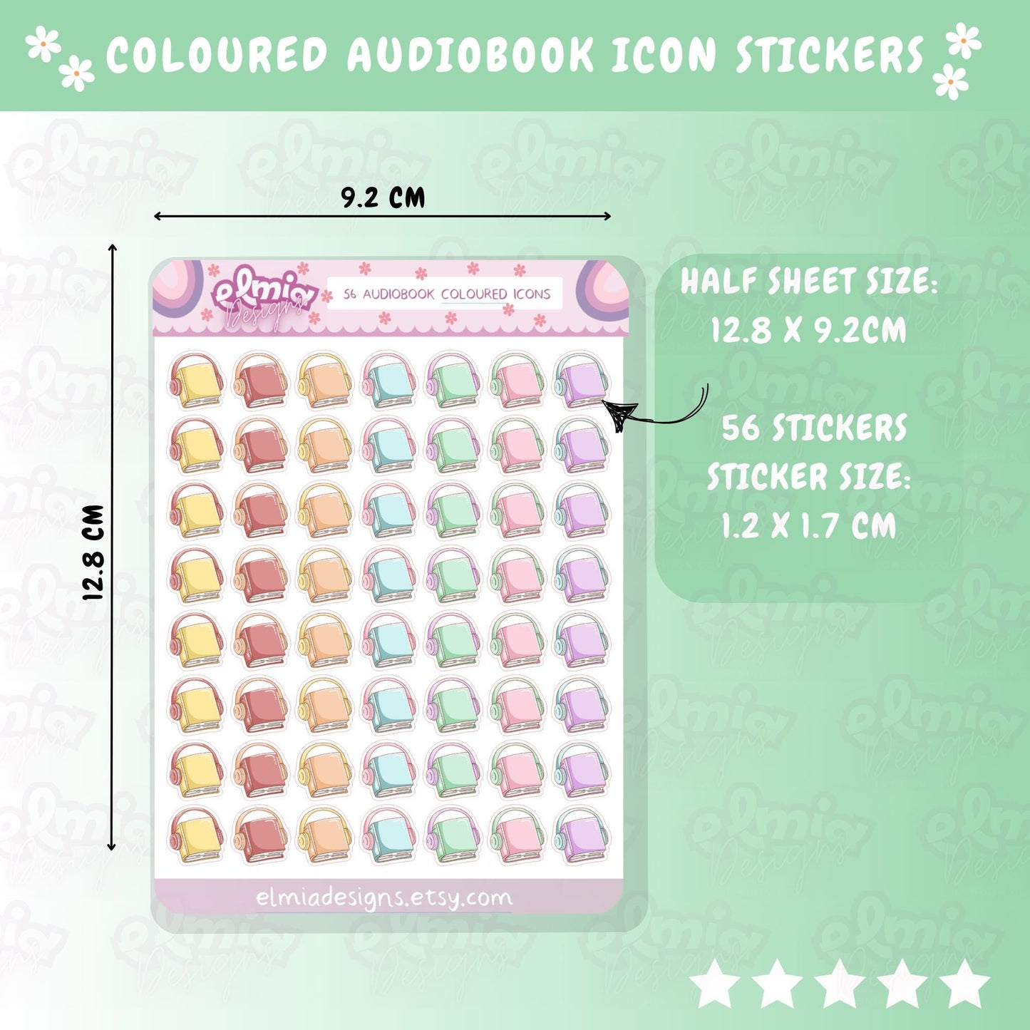 PRINTED Cute Kawaii Beetrix Bee Audiobook Reading Audible | Planner sticker | journal | Reader Gift | Planning | Character Journal Book
