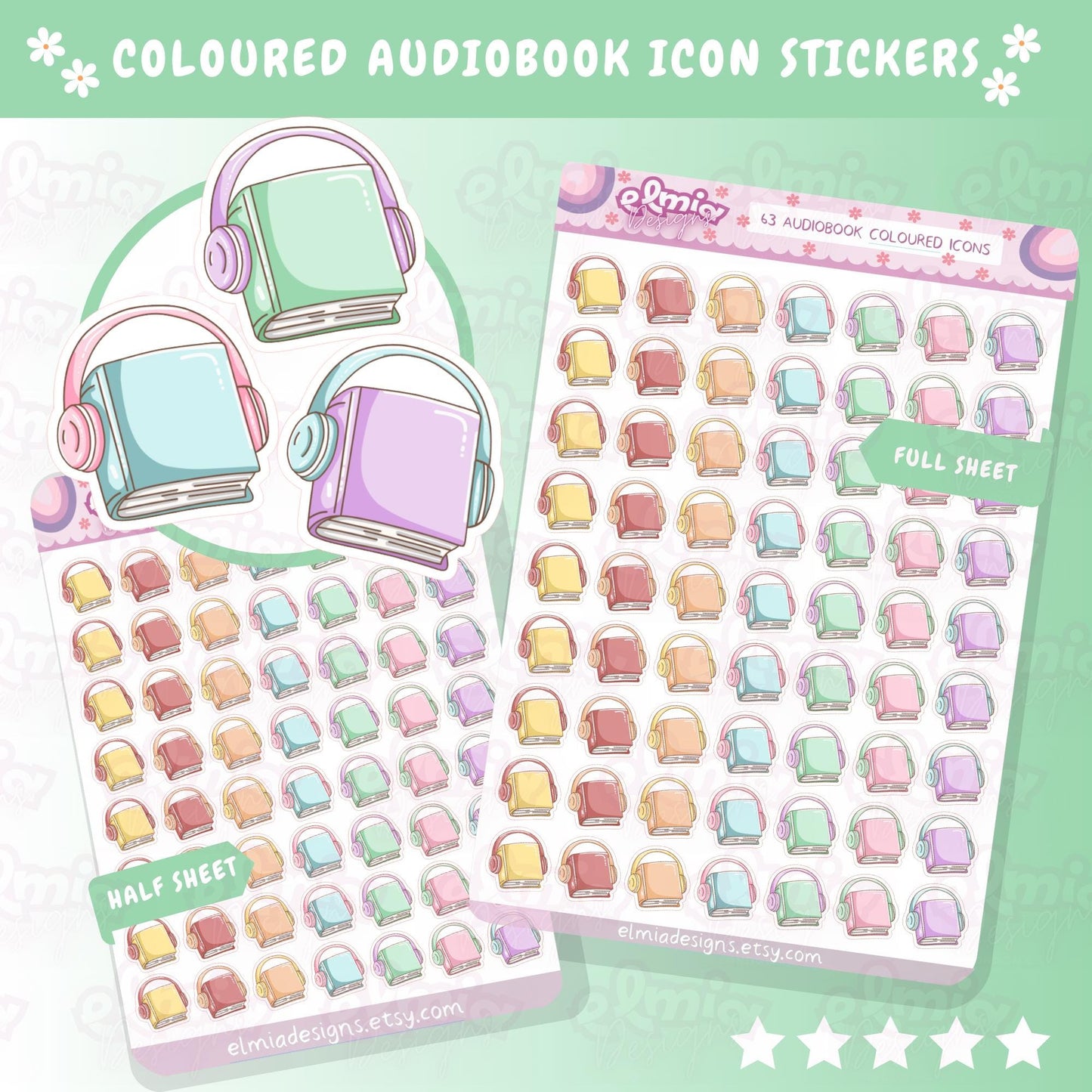 PRINTED Cute Kawaii Beetrix Bee Audiobook Reading Audible | Planner sticker | journal | Reader Gift | Planning | Character Journal Book