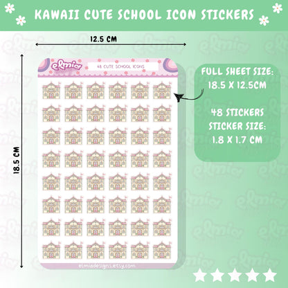 PRINTED Cute Kawaii School Icons | College | School Dates | Children | Kids Planner sticker | journal | Reader Gift | Planning Journal BUJO