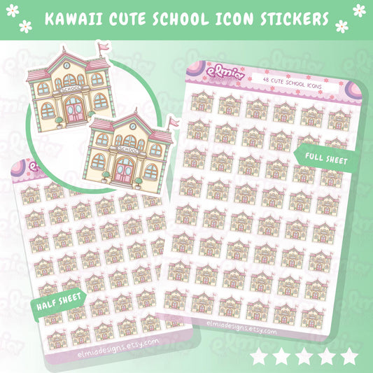 PRINTED Cute Kawaii School Icons | College | School Dates | Children | Kids Planner sticker | journal | Reader Gift | Planning Journal BUJO