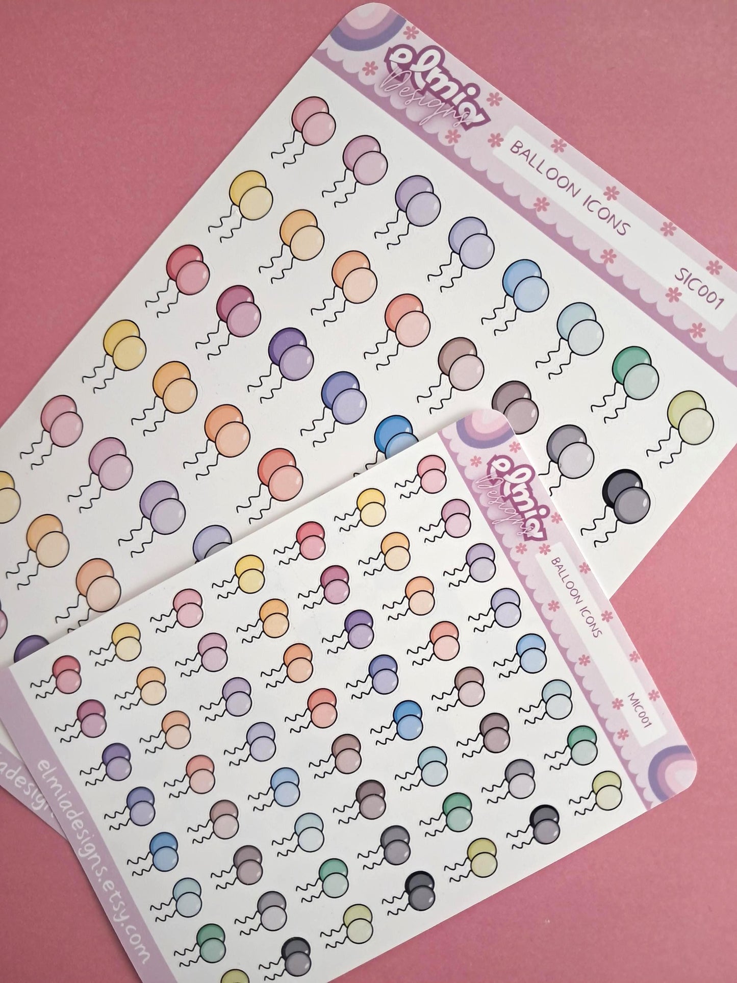 56 Cute Bright Balloon Planner Stickers | Birthday | BUJO | Planning | Journaling | Celebration | Mini Size | Standard Size | Custom