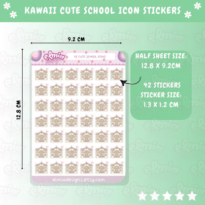 PRINTED Cute Kawaii School Icons | College | School Dates | Children | Kids Planner sticker | journal | Reader Gift | Planning Journal BUJO