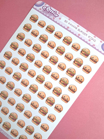 80 Cute Burger Meal Fast Food Planner Stickers Cheat Day Treat Date Night Big Mac Cheeseburger Kawaii Stickers Journal Sticker vinyl sticker